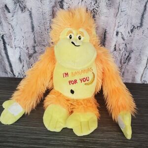 Anico Orange & Yellow Plush Gorilla Monkey Ape "I'M BANANAS FOR YOU" - Hangs 10"